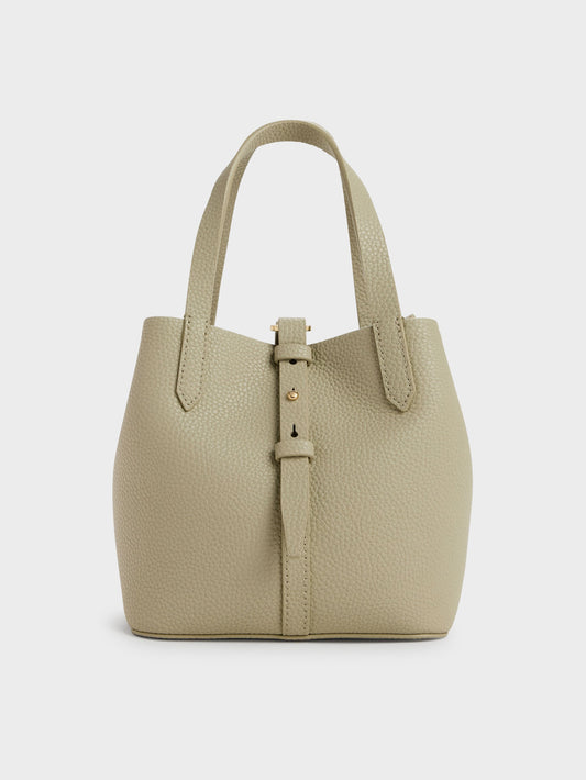CHARLES & KEITH Latest | Beryl Belted Bucket Bag - Pale Olive