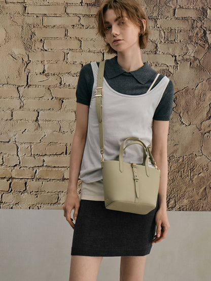 CHARLES & KEITH Latest | Beryl Belted Bucket Bag - Pale Olive