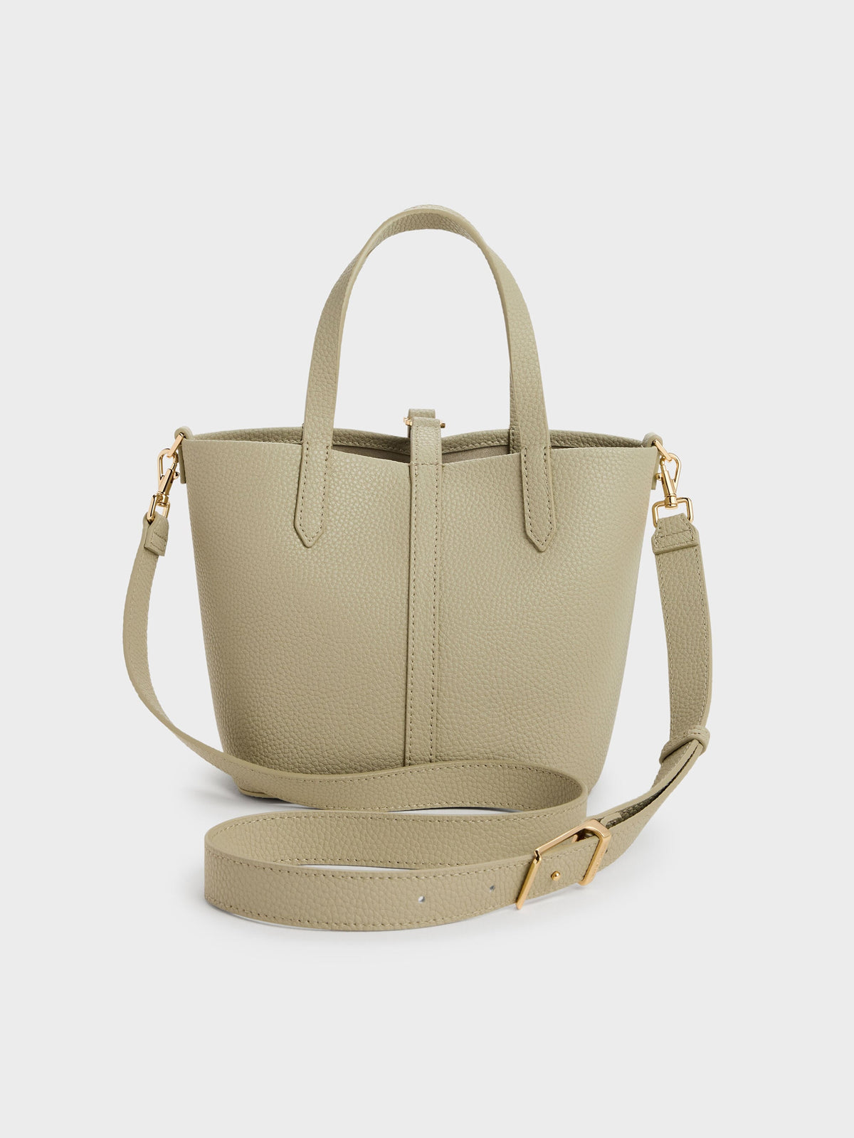CHARLES & KEITH Latest | Beryl Belted Bucket Bag - Pale Olive