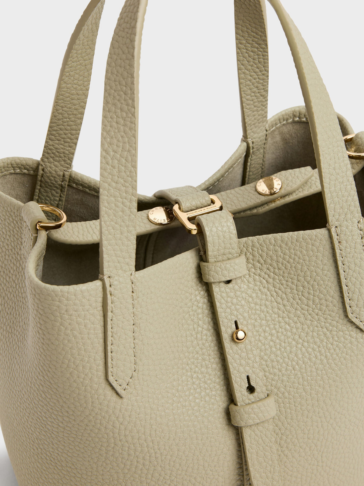 CHARLES & KEITH Latest | Beryl Belted Bucket Bag - Pale Olive