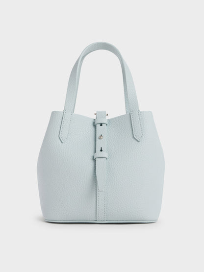 CHARLES & KEITH Deals | Beryl Belted Bucket Bag - Sea Salt Blue