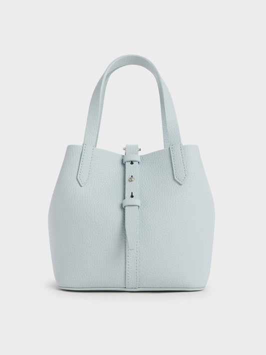 CHARLES & KEITH Deals | Beryl Belted Bucket Bag - Sea Salt Blue