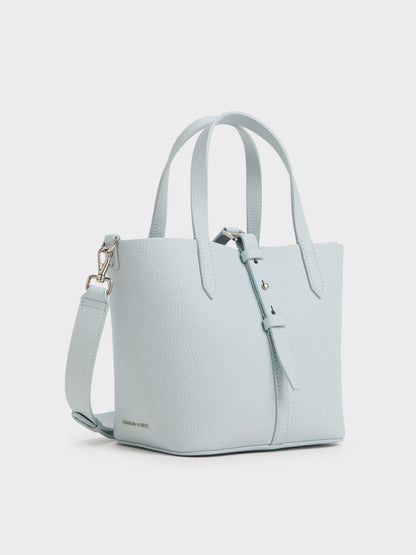 CHARLES & KEITH Deals | Beryl Belted Bucket Bag - Sea Salt Blue