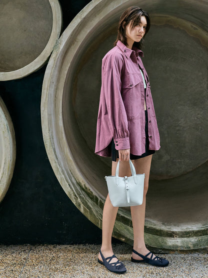 CHARLES & KEITH Deals | Beryl Belted Bucket Bag - Sea Salt Blue