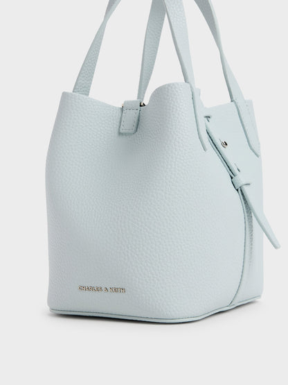 CHARLES & KEITH Deals | Beryl Belted Bucket Bag - Sea Salt Blue
