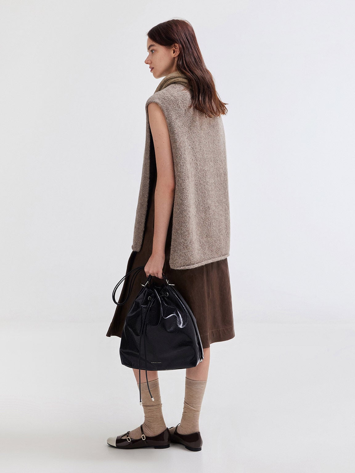 CHARLES & KEITH Hot Sale | Neva Two-Way Bucket Bag - Noir