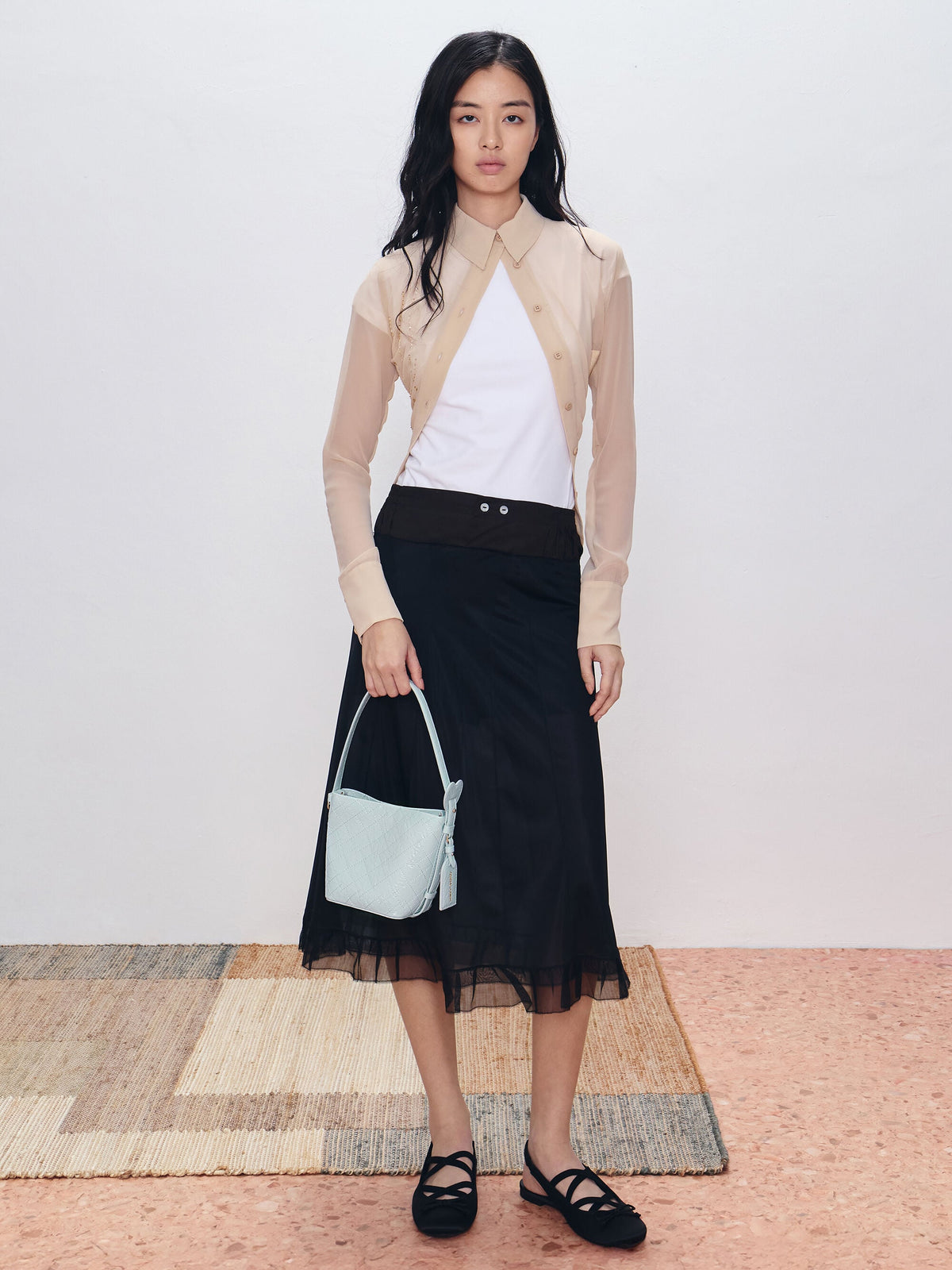 CHARLES & KEITH Latest | Duo Quilted Chain Bucket Bag - Sea Salt Blue