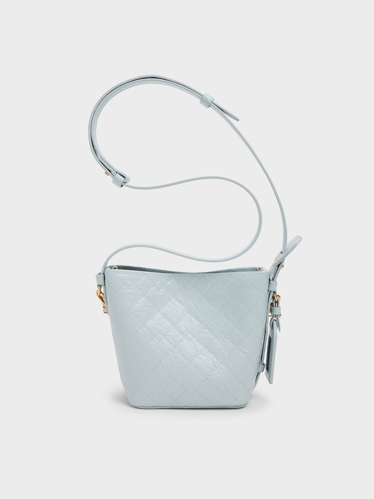 CHARLES & KEITH Latest | Duo Quilted Chain Bucket Bag - Sea Salt Blue