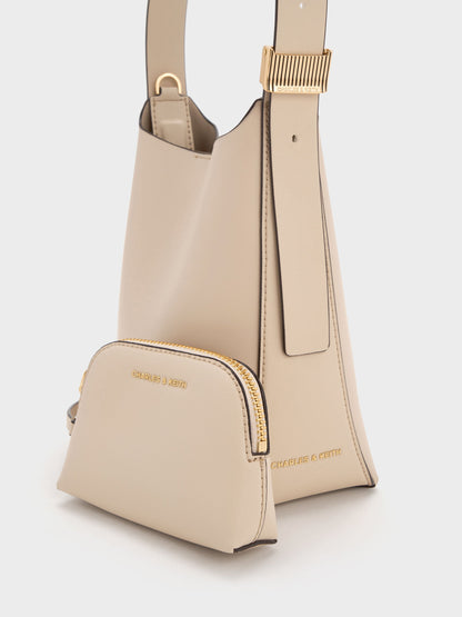 CHARLES & KEITH Exclusive | Edna Bucket Bag - Oat