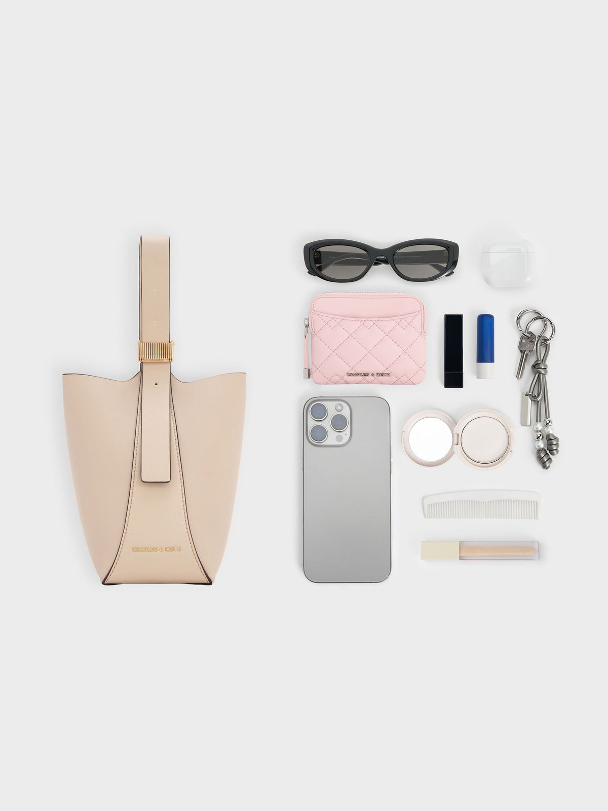 CHARLES & KEITH Exclusive | Edna Bucket Bag - Oat