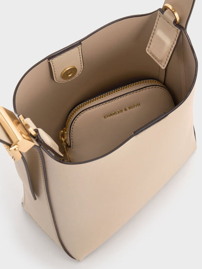 CHARLES & KEITH Exclusive | Edna Bucket Bag - Oat