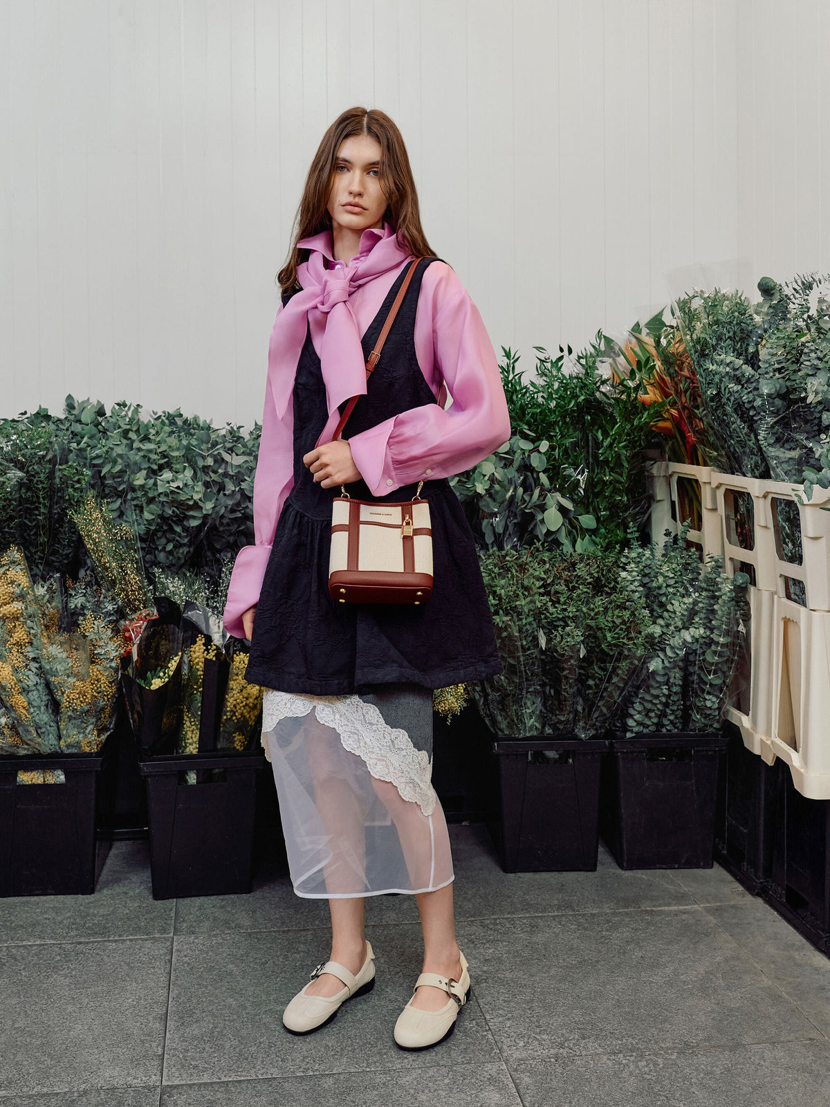 CHARLES & KEITH Popular | Scottie Canvas Bucket Bag - Brick
