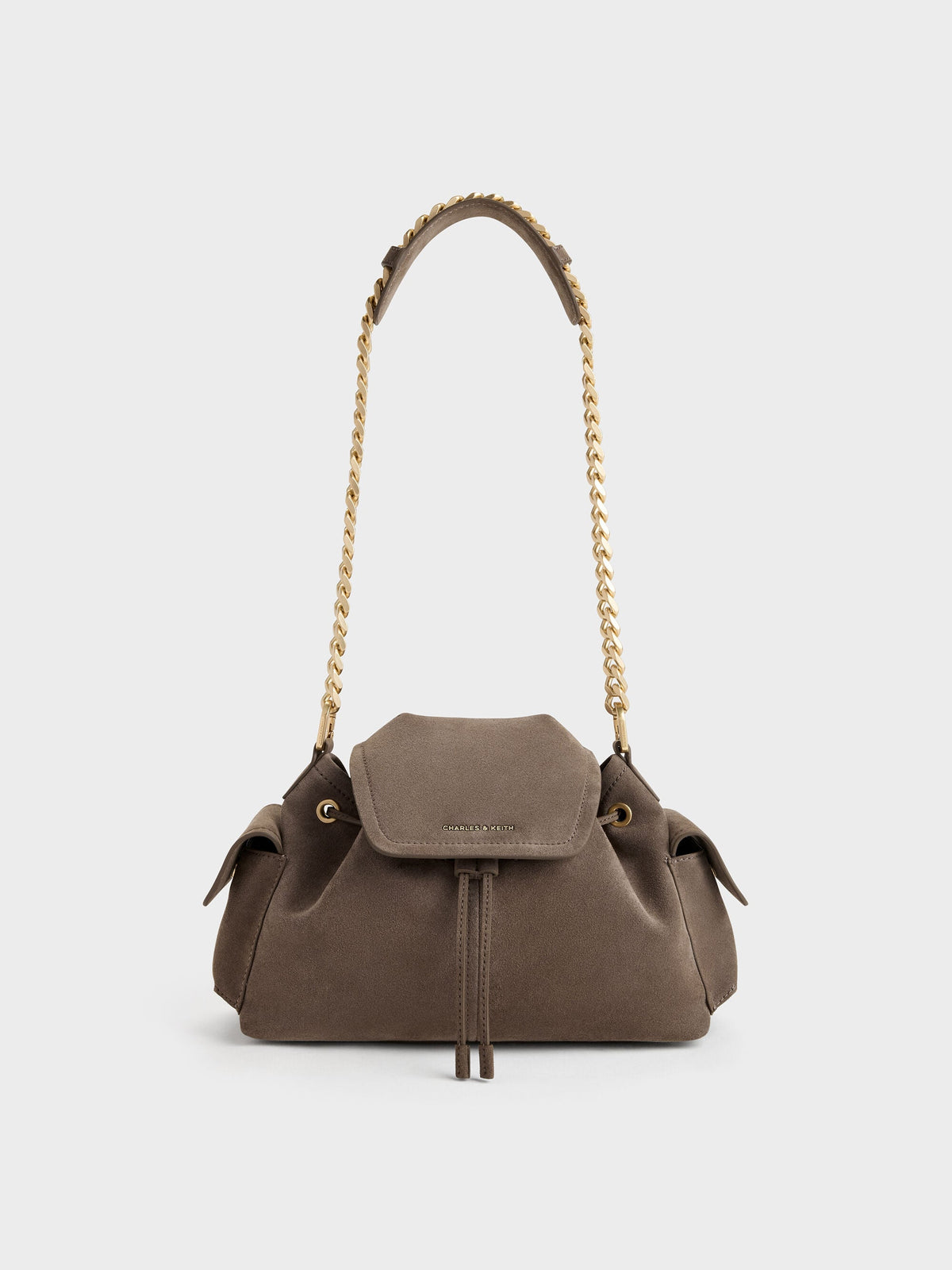 CHARLES & KEITH Trending | Noane Side-Pocket Two-Way Bucket Bag - Stone Grey