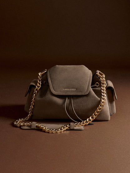 CHARLES & KEITH Trending | Noane Side-Pocket Two-Way Bucket Bag - Stone Grey
