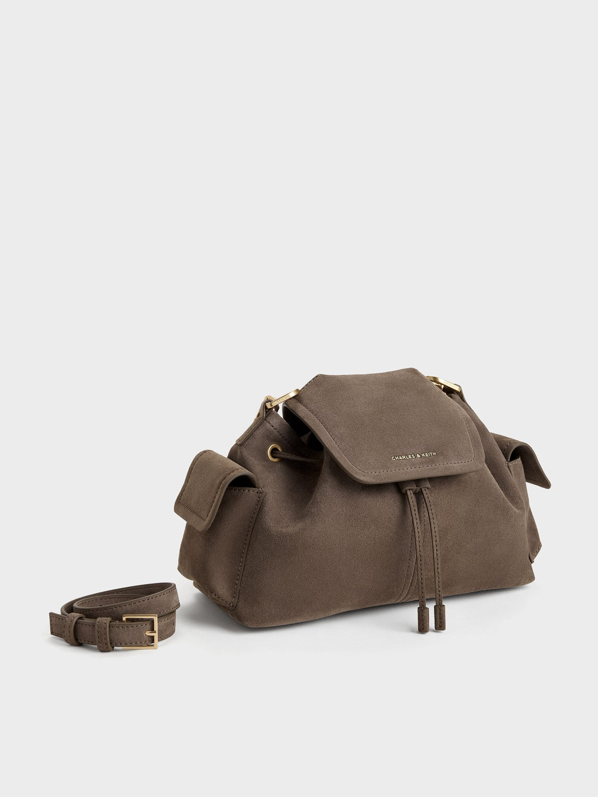 CHARLES & KEITH Trending | Noane Side-Pocket Two-Way Bucket Bag - Stone Grey
