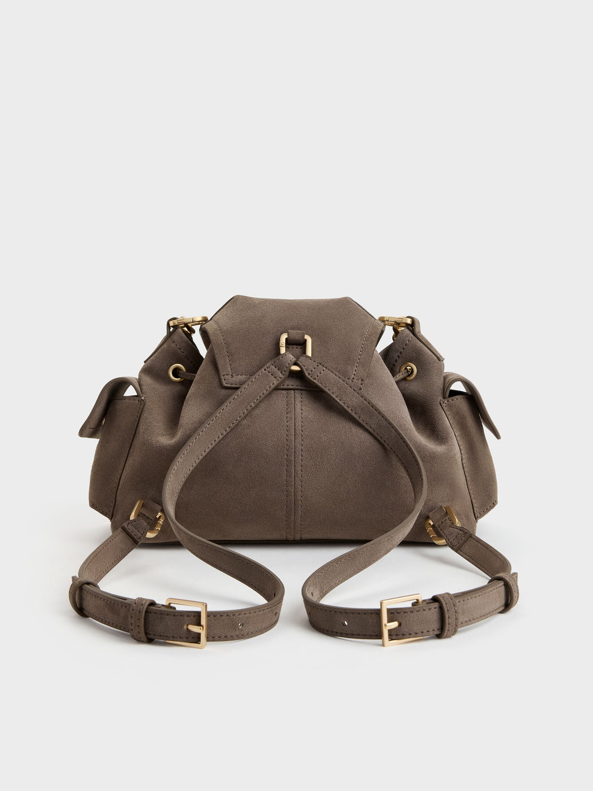 CHARLES & KEITH Trending | Noane Side-Pocket Two-Way Bucket Bag - Stone Grey
