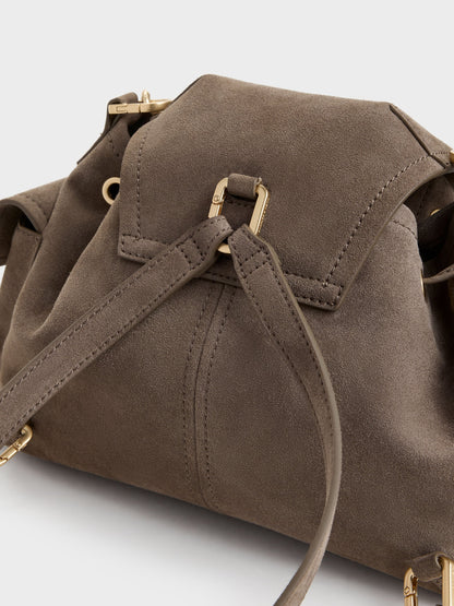 CHARLES & KEITH Trending | Noane Side-Pocket Two-Way Bucket Bag - Stone Grey