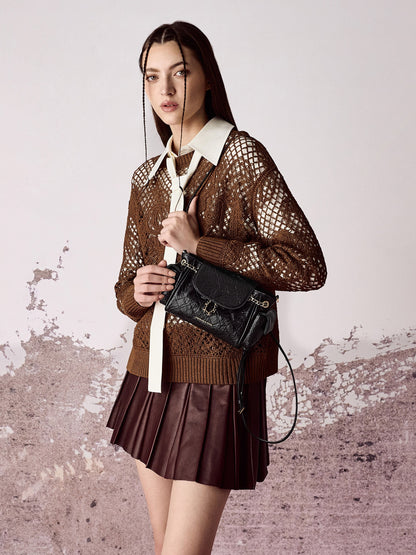 CHARLES & KEITH Sale | Duo Quilted Two-Way Front Flap Backpack - Black