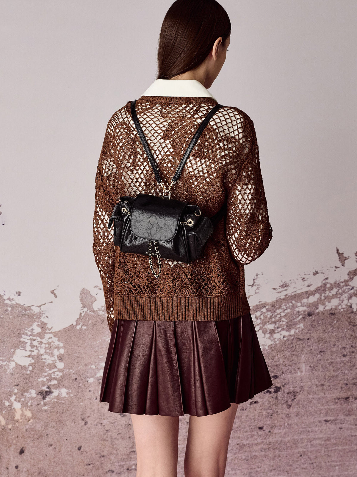 CHARLES & KEITH Sale | Duo Quilted Two-Way Front Flap Backpack - Black