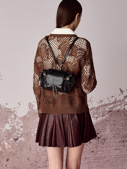 CHARLES & KEITH Sale | Duo Quilted Two-Way Front Flap Backpack - Black