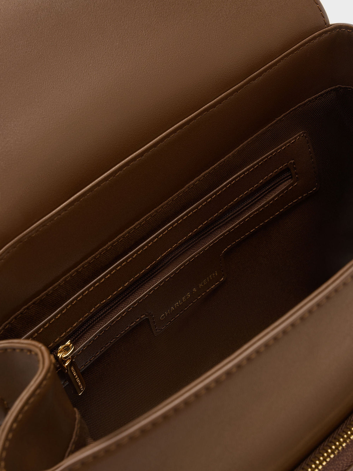 CHARLES & KEITH Trending | Octavia Front-Flap Backpack - Dark Brown