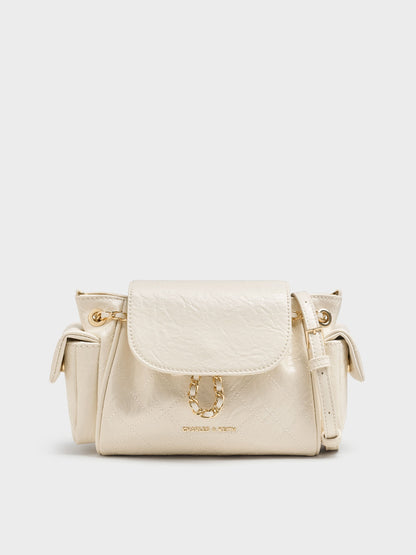 CHARLES & KEITH Smart Buy | Duo Quilted Two-Way Front Flap Backpack - Cream