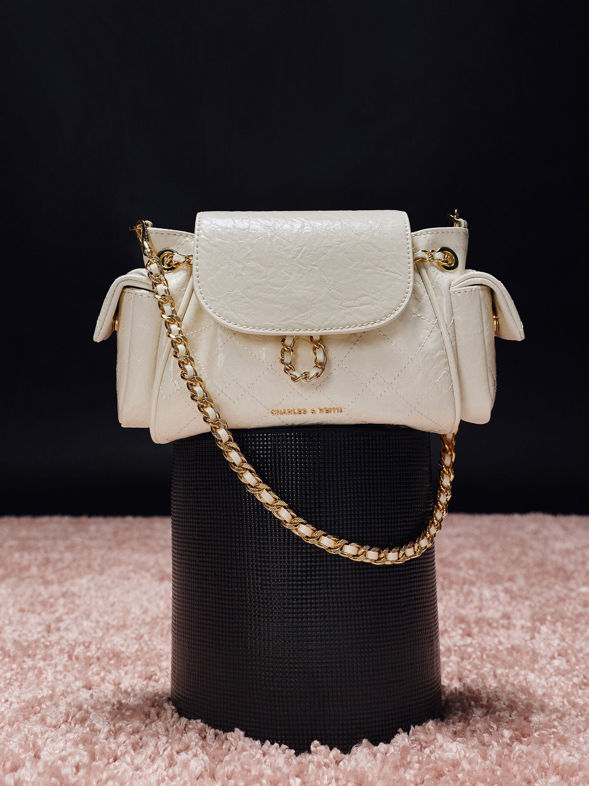 CHARLES & KEITH Smart Buy | Duo Quilted Two-Way Front Flap Backpack - Cream