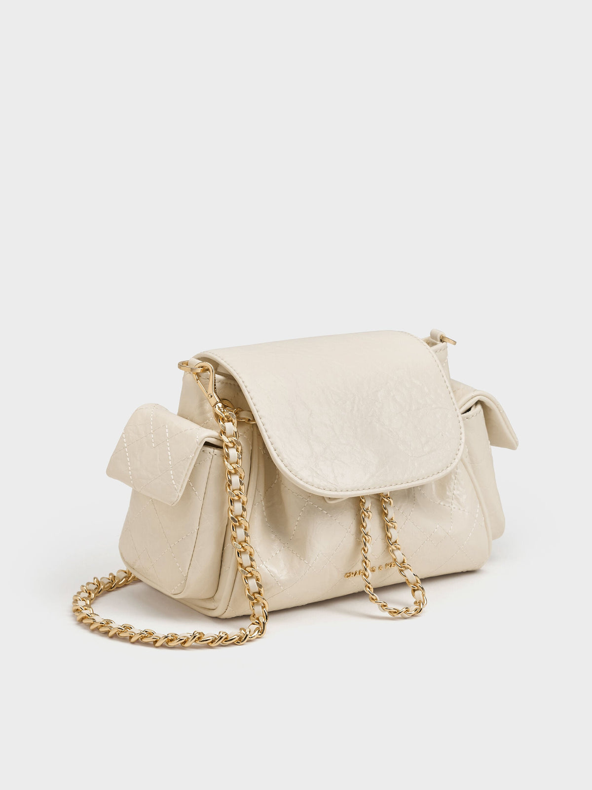 CHARLES & KEITH Smart Buy | Duo Quilted Two-Way Front Flap Backpack - Cream