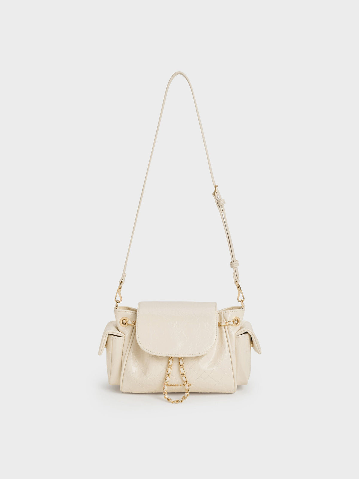 CHARLES & KEITH Smart Buy | Duo Quilted Two-Way Front Flap Backpack - Cream