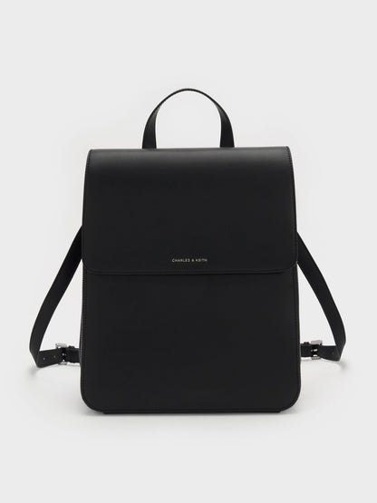 CHARLES & KEITH Essential | Octavia Front-Flap Backpack - Noir