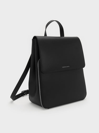 CHARLES & KEITH Essential | Octavia Front-Flap Backpack - Noir