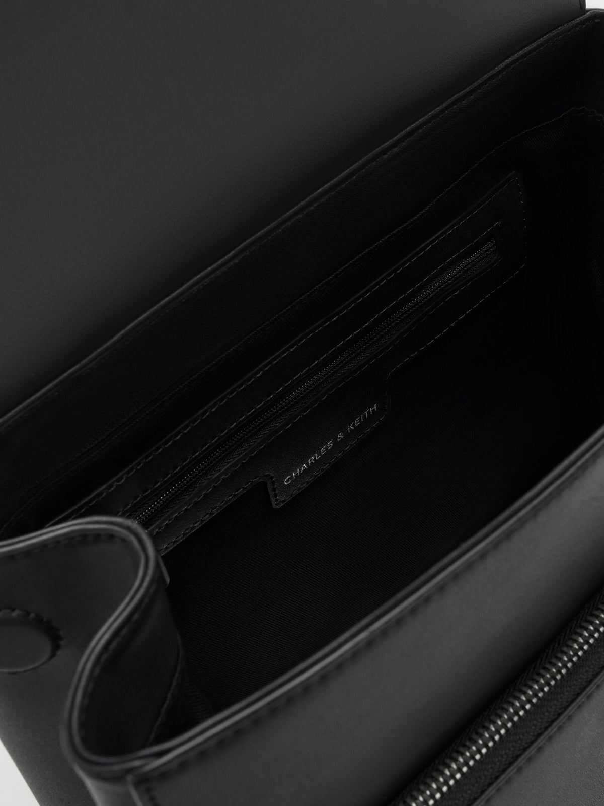 CHARLES & KEITH Essential | Octavia Front-Flap Backpack - Noir
