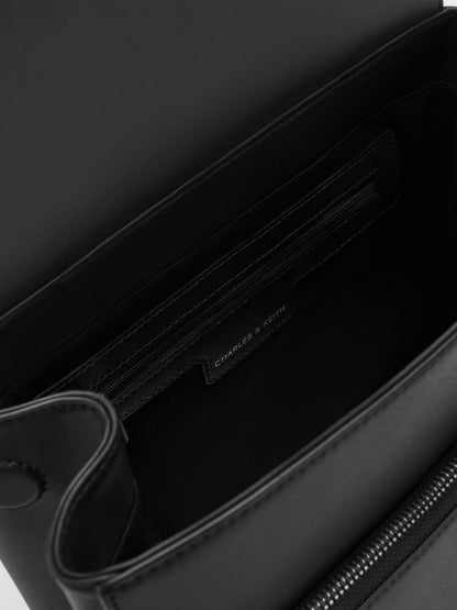 CHARLES & KEITH Essential | Octavia Front-Flap Backpack - Noir