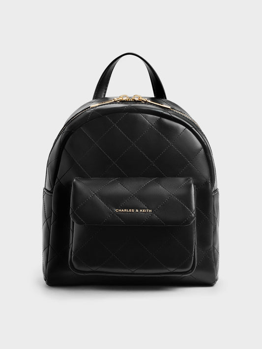 CHARLES & KEITH Discount | Alva Quilted Front-Pocket Backpack - Black