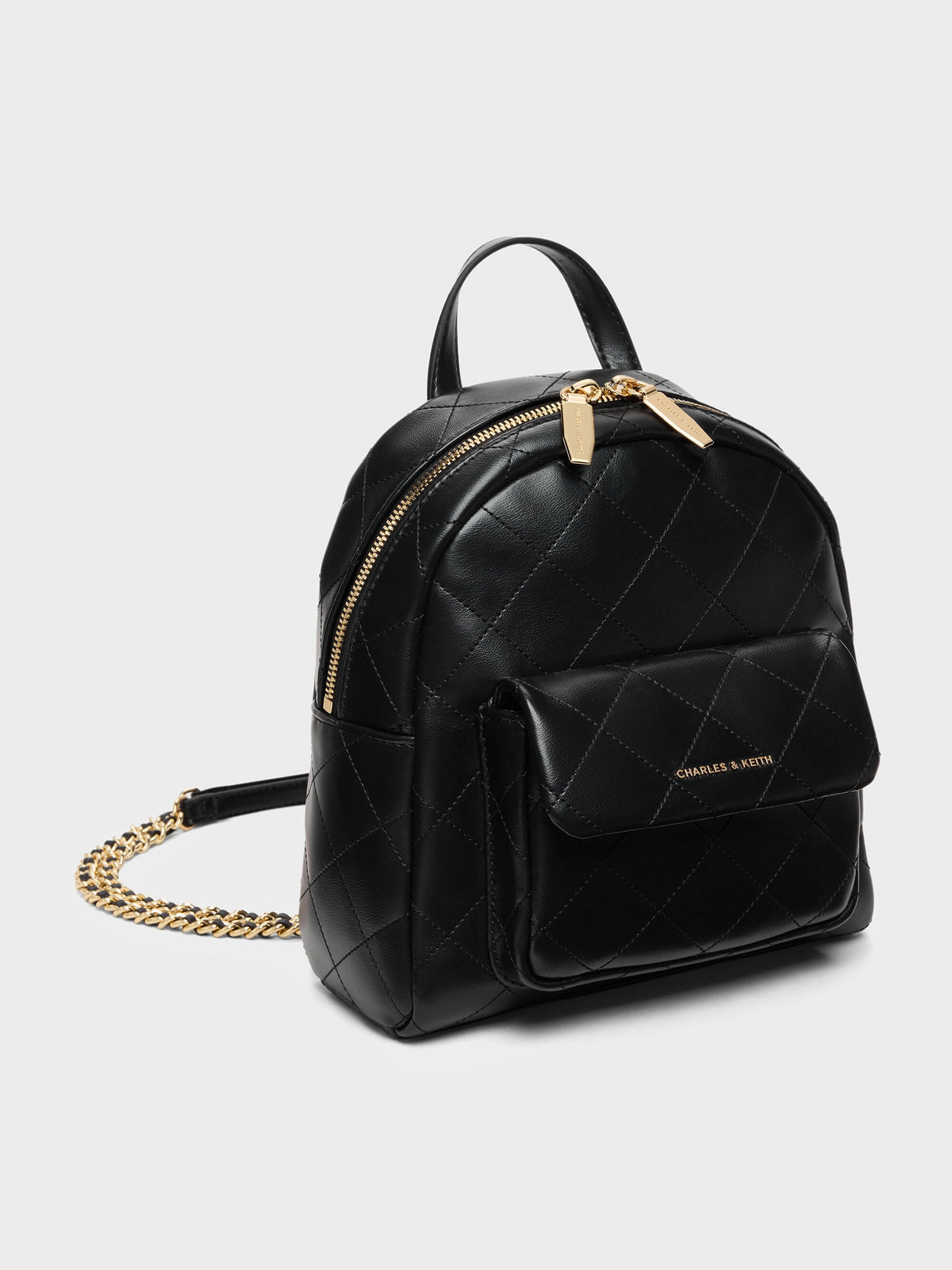 CHARLES & KEITH Discount | Alva Quilted Front-Pocket Backpack - Black