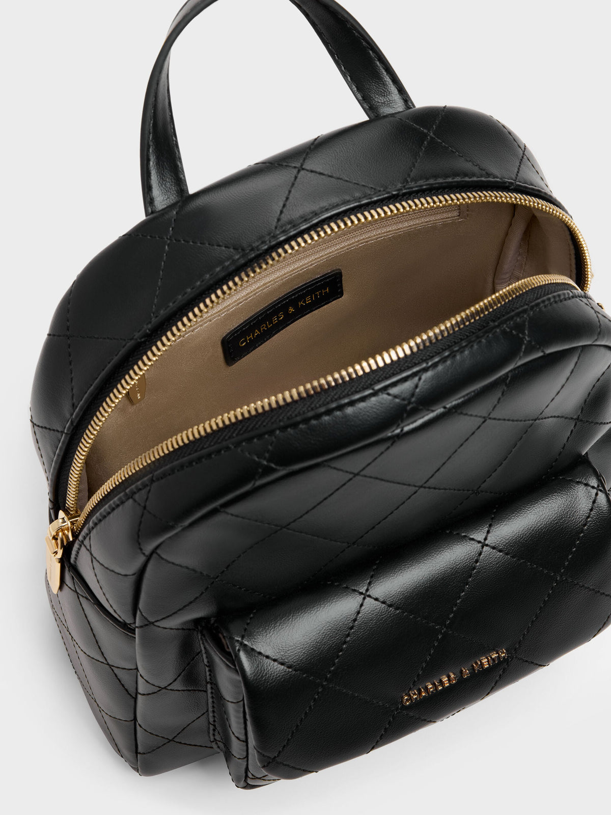 CHARLES & KEITH Discount | Alva Quilted Front-Pocket Backpack - Black