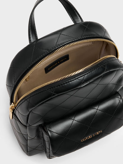 CHARLES & KEITH Discount | Alva Quilted Front-Pocket Backpack - Black