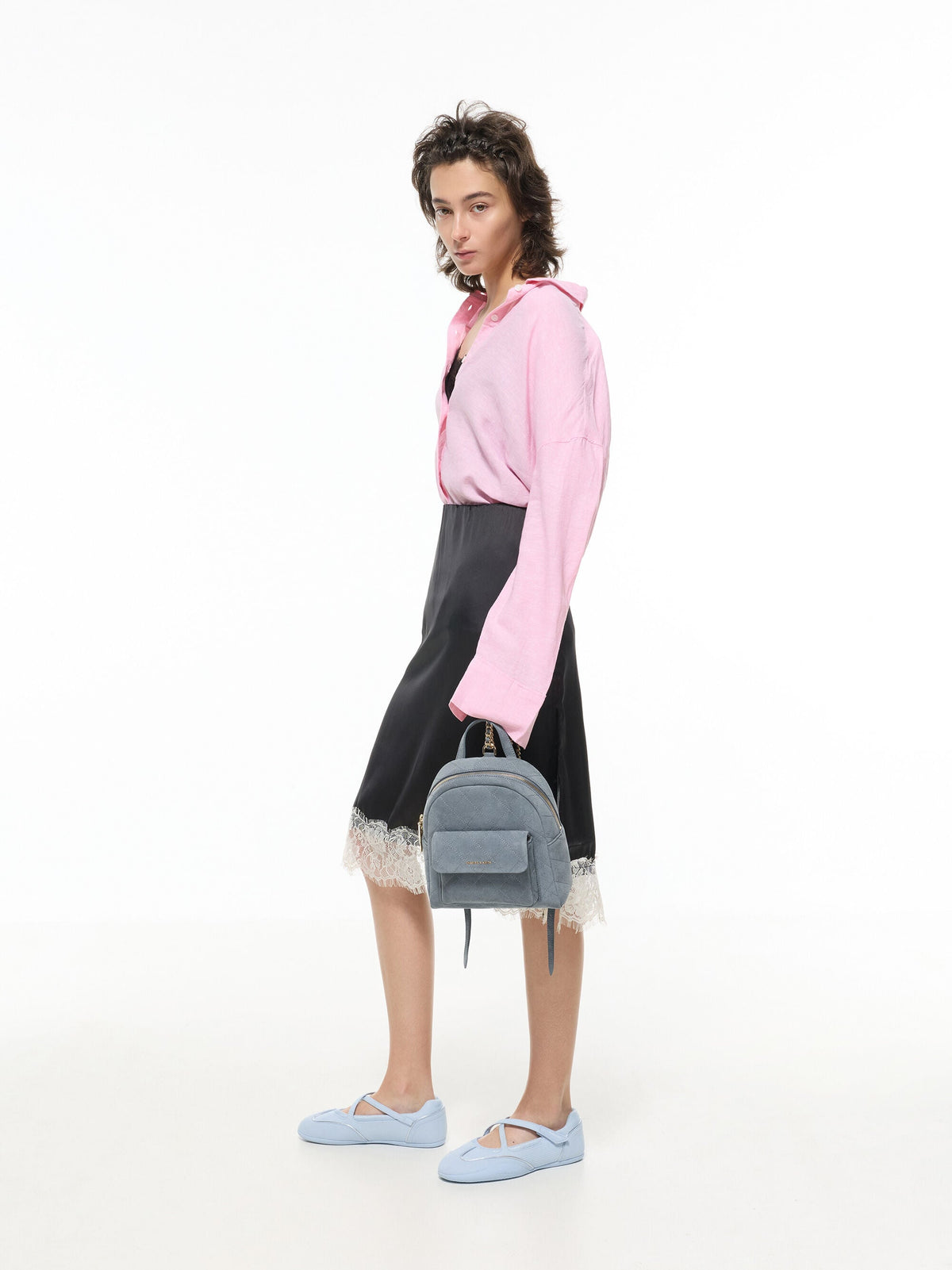 CHARLES & KEITH Latest | Alva Quilted Front-Pocket Backpack - Smoky Blue