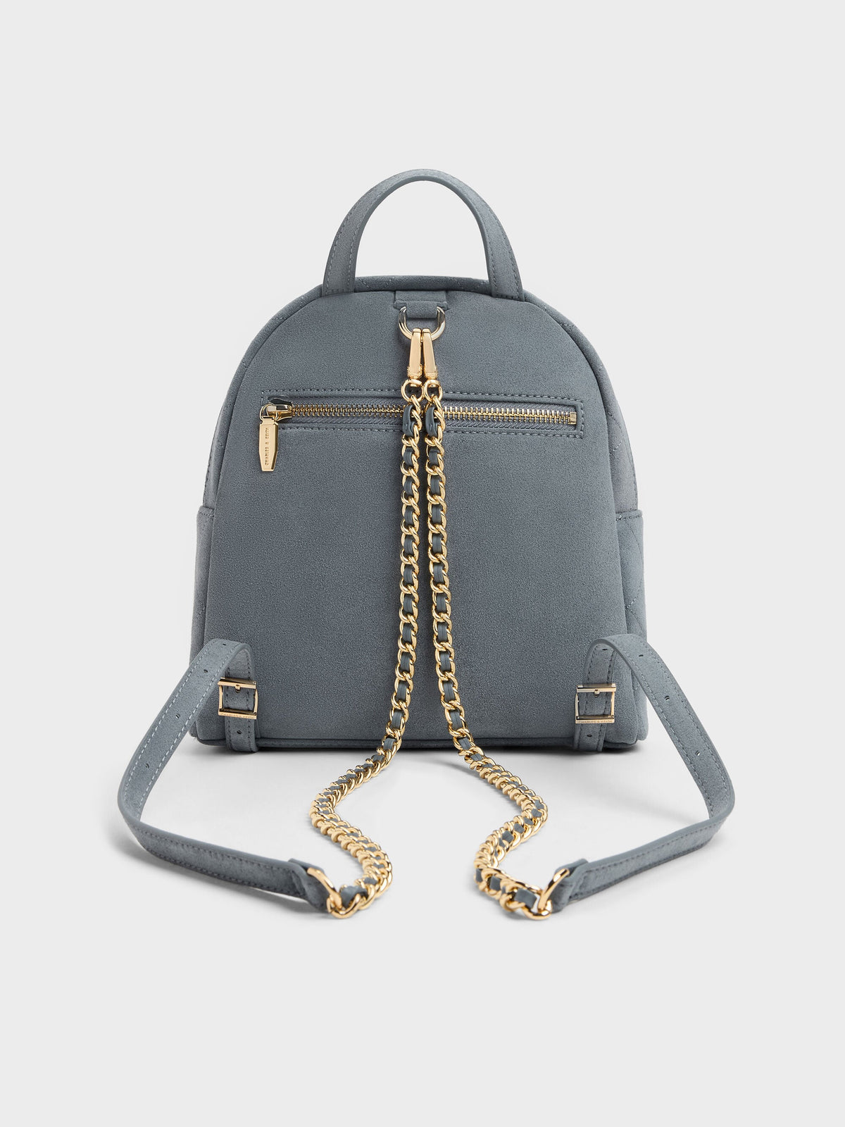 CHARLES & KEITH Latest | Alva Quilted Front-Pocket Backpack - Smoky Blue