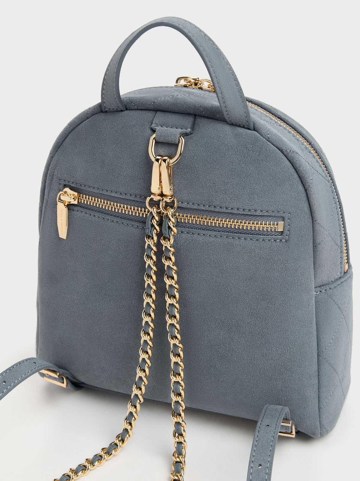 CHARLES & KEITH Latest | Alva Quilted Front-Pocket Backpack - Smoky Blue