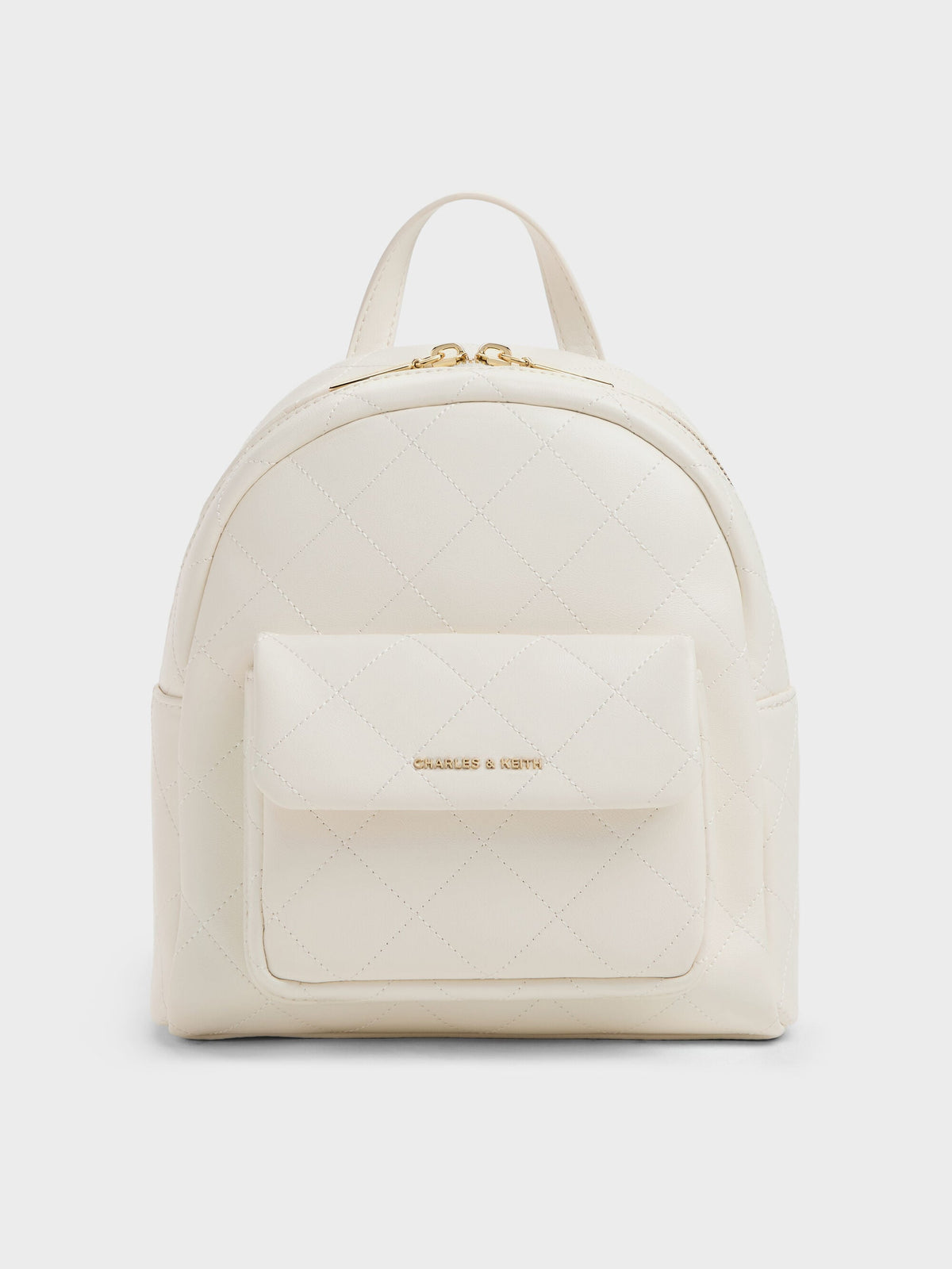 CHARLES & KEITH Special Offer | Alva Quilted Front-Pocket Backpack - Cream