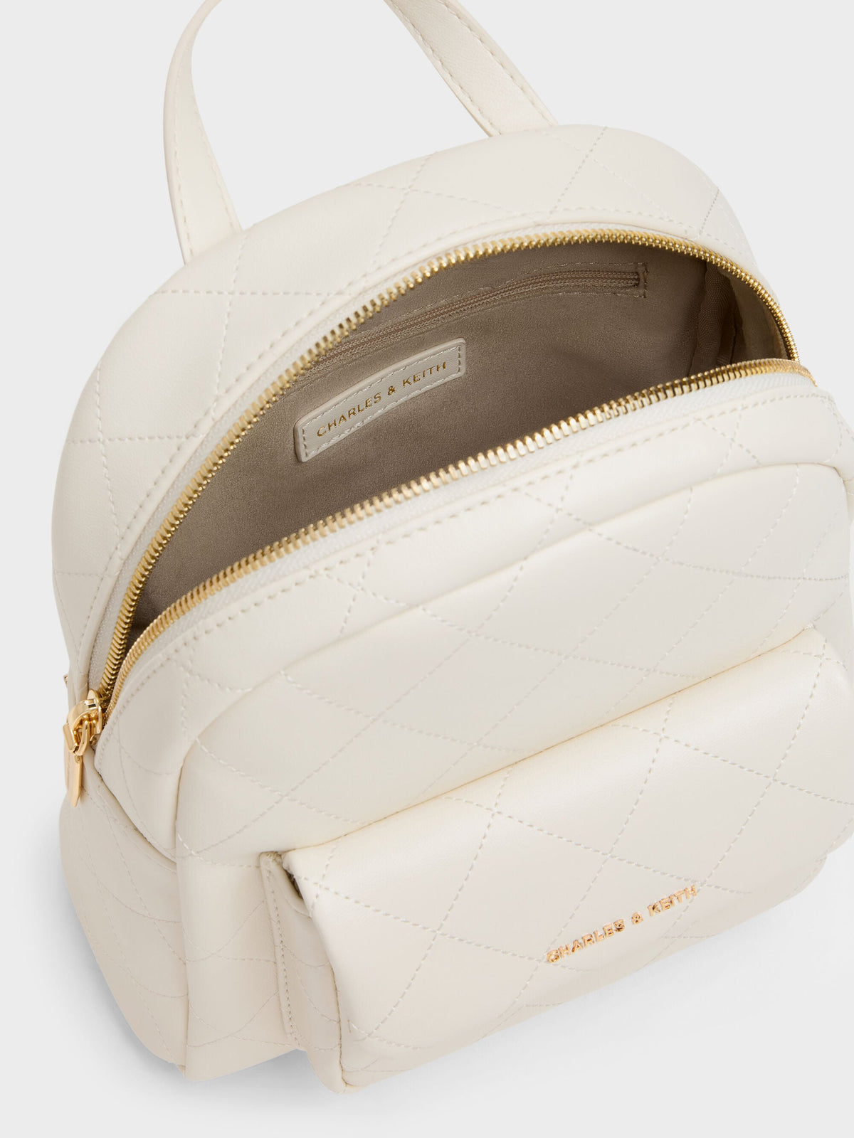CHARLES & KEITH Special Offer | Alva Quilted Front-Pocket Backpack - Cream