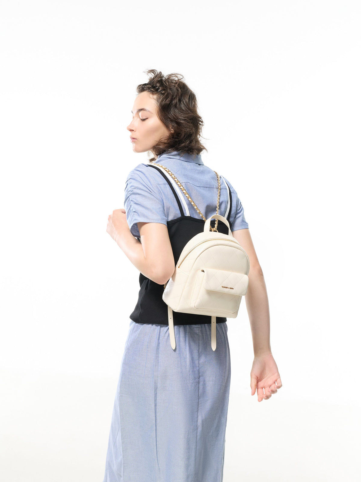 CHARLES & KEITH Special Offer | Alva Quilted Front-Pocket Backpack - Cream