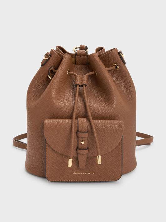CHARLES & KEITH Quality | Beryl Drawstring Backpack - Chocolate