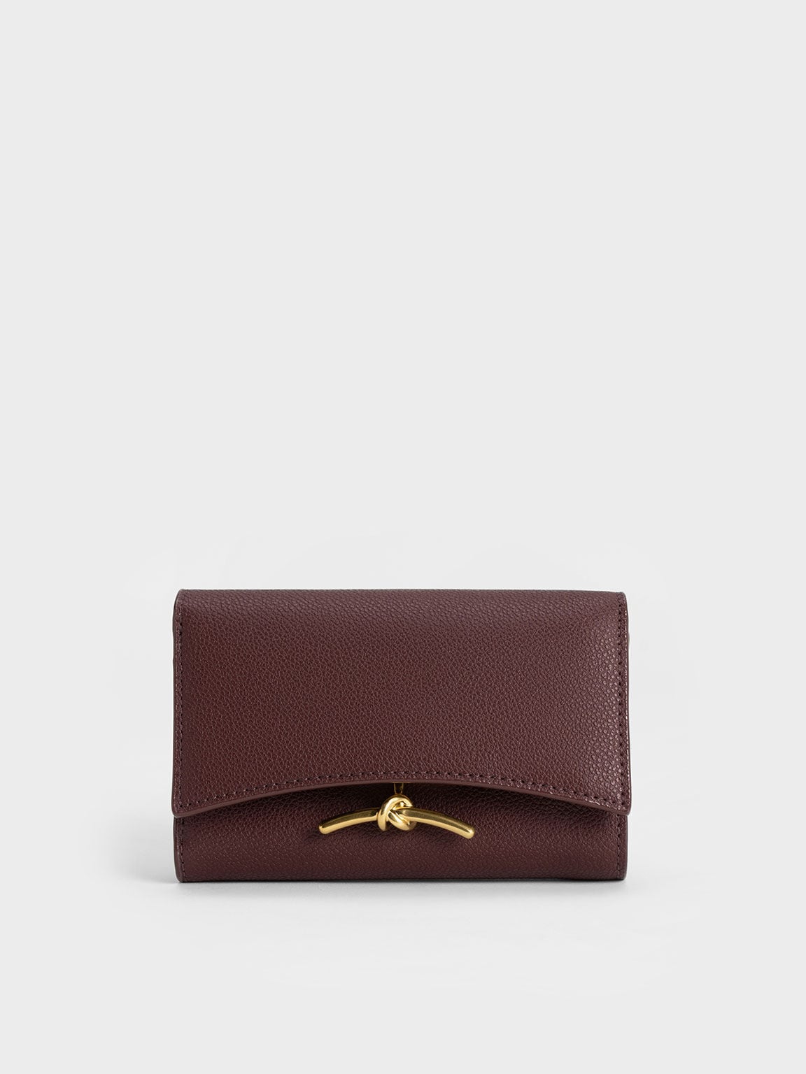CHARLES & KEITH Signature | Huxley Metallic-Knot Wallet - Dark Chocolate