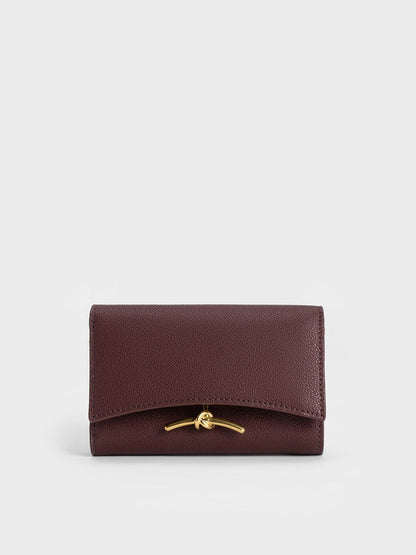 CHARLES & KEITH Signature | Huxley Metallic-Knot Wallet - Dark Chocolate