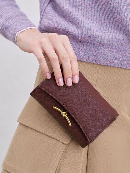 CHARLES & KEITH Signature | Huxley Metallic-Knot Wallet - Dark Chocolate
