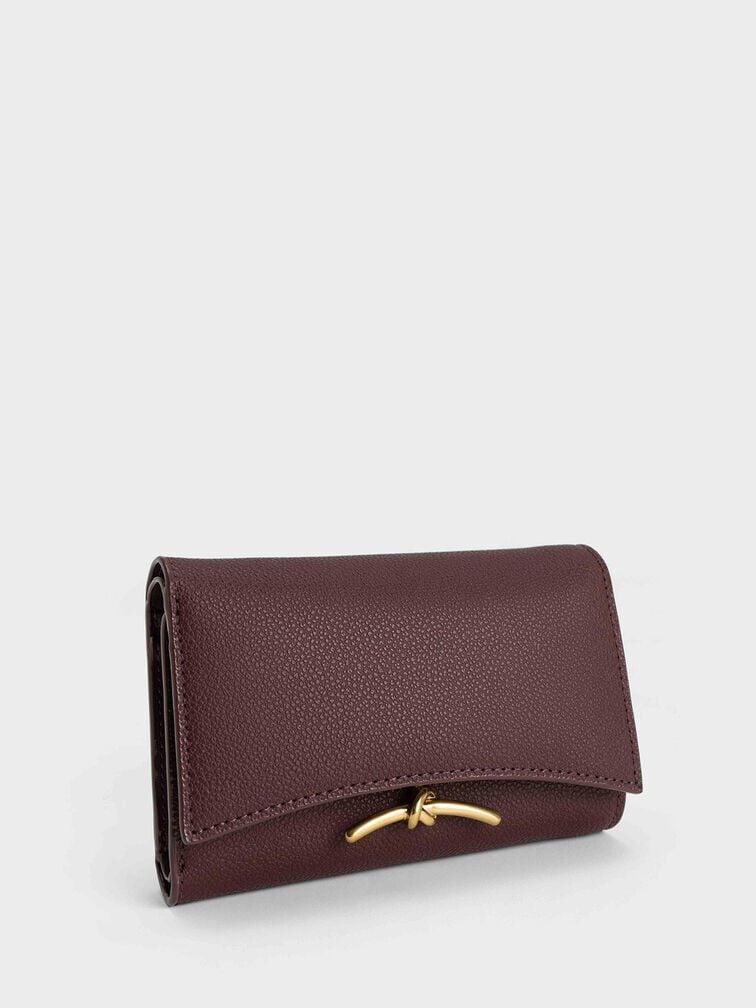 CHARLES & KEITH Signature | Huxley Metallic-Knot Wallet - Dark Chocolate