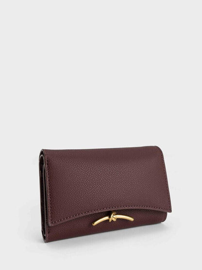 CHARLES & KEITH Signature | Huxley Metallic-Knot Wallet - Dark Chocolate