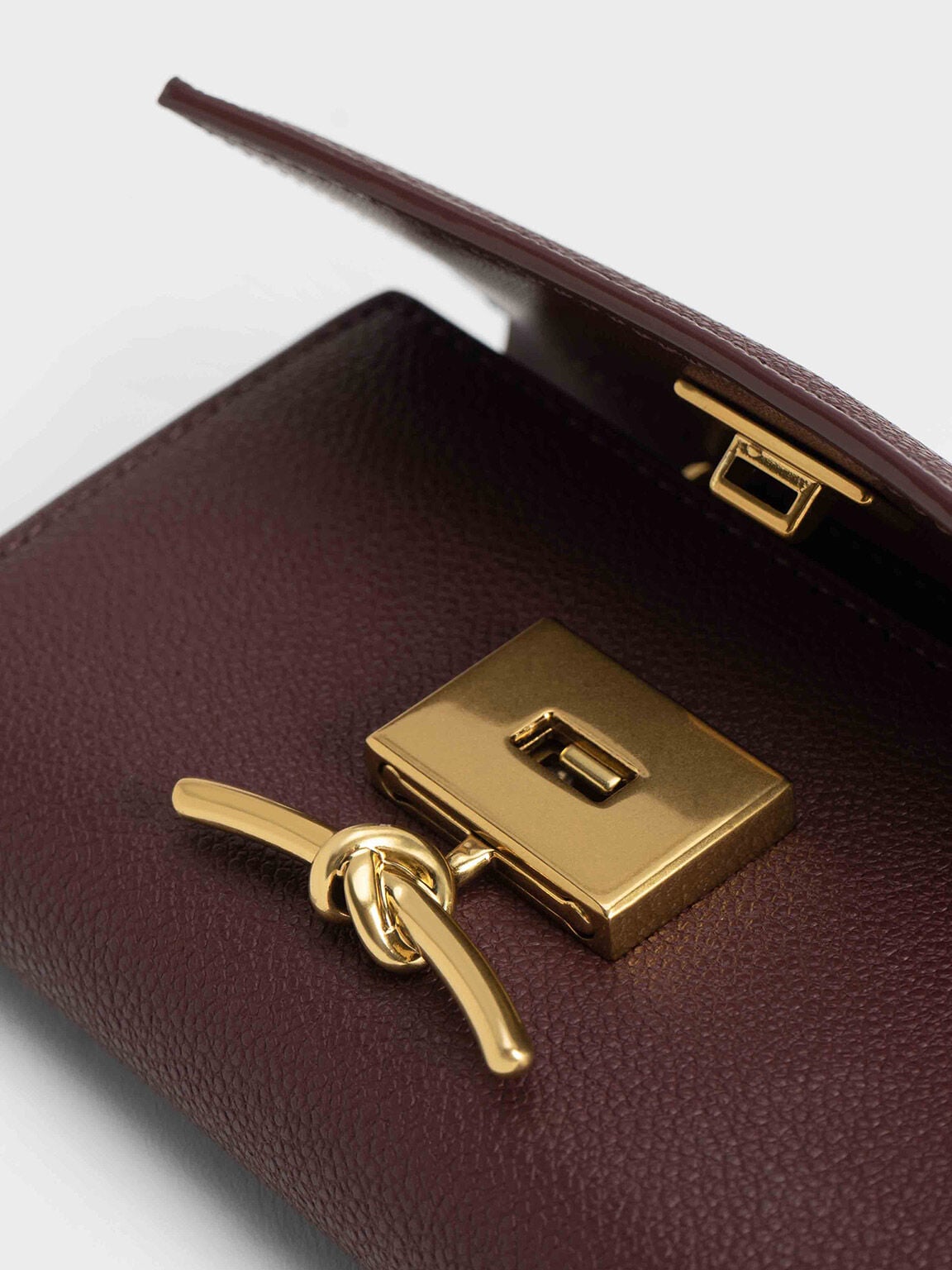 CHARLES & KEITH Signature | Huxley Metallic-Knot Wallet - Dark Chocolate